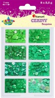 CEKINY MIX ZIELONY 8X2,5G 7MM