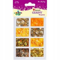 CEKINY MIX ZŁOTY 8X2,5G 7MM