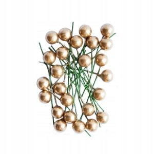 OWOCE OSTROKRZEWU 1,2 CM ZŁOTE 24 SZT.