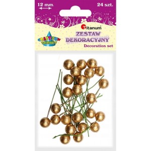 OWOCE OSTROKRZEWU 1,2 CM ZŁOTE 24 SZT.