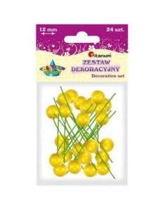 OWOCE OSTROKRZEWU 1,2 CM ŻÓŁTE 24 SZT.