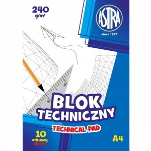 BLOK TECHNICZNY A4 240G BIAŁY