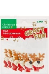 OZDOBA FILCOWA GŁOWA RENIFERA 5 SZT.