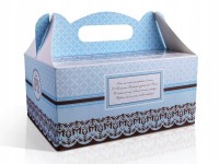 OZDOBNE PUDEŁKO NA CIASTO KOMUNIJNE NIEBIESKIE