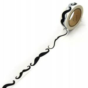 TAŚMA DEKORACYJNA WASHI CZARNE WĄSY 15MMX10M