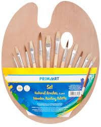 PALETA DREWNIANA  PĘDZLE 12 SZT.