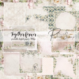 TOGETHER FOREVER ZESTAW DIGITAL PAPERS&STAMPS 