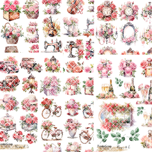 ROSES GRAPHIC PRINTABLE DIGITAL MEGA ZESTAW A4 