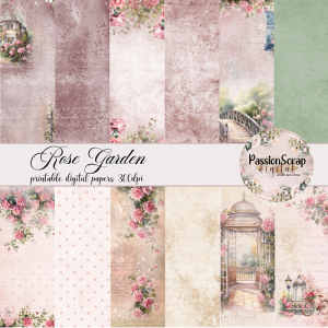 ROSE GARDEN ZESTAW DIGITAL PAPERS&STAMPS