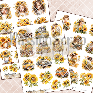 SUNFLOWER GRAPHICS PRINTABLE DIGITAL A4 ZESTAW