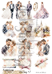 WEDDING#02 GRAPHICS PRINTABLE DIGITAL A4