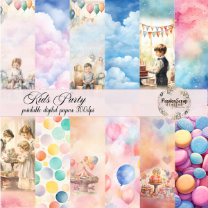 KIDS PARTY ZESTAW DIGITAL PAPERS&STAMPS