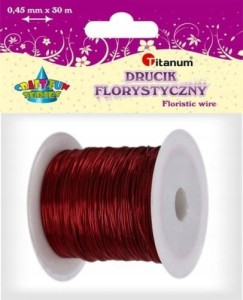 DRUT DRUCIK DEKORACYJNY CZERWONY 30M FLORYSTYCZNY