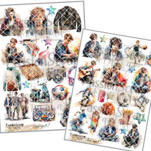 TEENAGER GRAPHICS PRINTABLE DIGITAL A4 ZESTAW