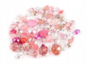 KORALIKI SZKLANE SZLIFOWANE MIX 3-20MM 40G RÓŻ