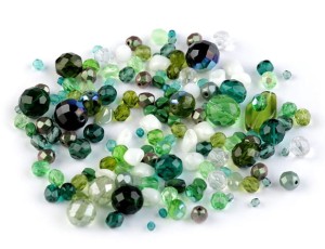 KORALIKI SZKLANE SZLIFOWANE MIX 3-20MM 40G ZIELONY