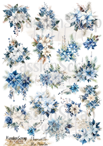 FLOWERS #15 BLUE POINSETTIA PRINTABLE DIGITAL GRAPHICS