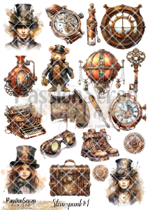 STEAMPUNK#1 GRAPHICS PRINTABLE DIGITAL A4