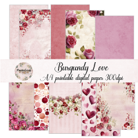 BURGUNDY LOVE DIGITAL PAPERS A4