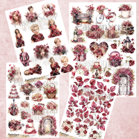BURGUNDY LOVE GRAPHICS PRINTABLE DIGITAL A4 ZESTAW