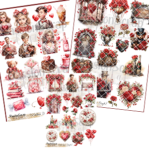 VALENTINE'S DAY GRAPHICS PRINTABLE DIGITAL A4 ZESTAW