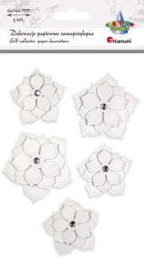 KWIATY PAPIEROWE 3D Z KRYSZTAŁKIEM 5SZT.