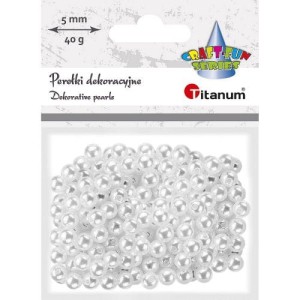 PEREŁKI KORALIKI DEKORACYJNE BIAŁE 5MM 40G TITANUM