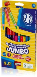 KREDKI OŁÓWKOWE JUMBO DWUSTRONNE 12SZT. 24KOLORY