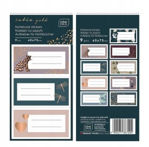 NAKLEJKI NA ZESZYTY 9SZT. SATIN GOLD