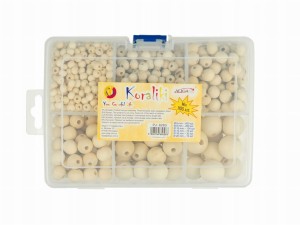 ZESTAW KORALIKÓW DREWNIANYCH DECOUPAGE W PUDEŁKU 1105SZT.