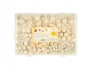 ZESTAW KORALIKÓW DREWNIANYCH DECOUPAGE W PUDEŁKU 288SZT. PJ-8245