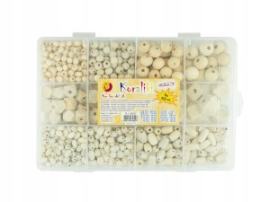 ZESTAW KORALIKÓW DREWNIANYCH DECOUPAGE W PUDEŁKU XXL 956SZT.