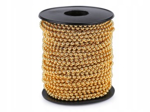 KORALIKI PEREŁKI NA SZNURKU ZŁOTE 3MM 12M