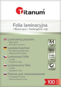 FOLIA DO LAMINOWANIA A4 100SZT. 2x80 MICRONS