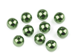 PLASTIKOWE KORALIKI WOSKOWANE PERŁY GLANCE Ø10 MM F37 ZIELONY CIEMNY 50SZT.