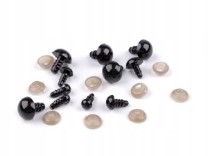 OCZY OCZKA DO MASKOTEK PLASTIKOWE CZARNE ZESTAW 142SZT. MIX