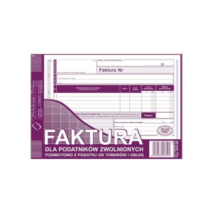 DRUK FAKTURA DLA PODATNIKÓW ZWOLNIONYCH PODMIOTOWO Z PODATKU A5