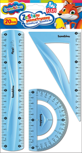 ZESTAW GEOMETRYCZNY FLEXI 3 EL. LINIJKA 20CM