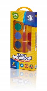 FARBY AKWARELOWE W PUDEŁKU 12 KOLORÓW