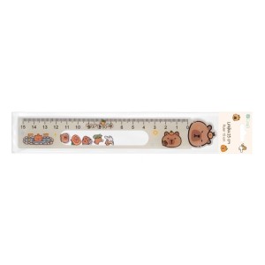 LINIJKA Z RUCHOMYMI ELEMENTAMI KAPIBARA 15CM KREMOWA