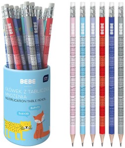 OŁÓWEK TRÓJKĄTNY HB Z GUMKĄ Z TABLICZKĄ MNOŻENIA 1SZT. BEBE KIDS