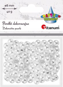 PEREŁKI KORALIKI DEKORACYJNE BIAŁE 8MM 40G TITANUM